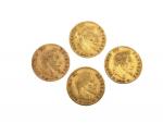 4 pièces de 5 francs or 1859, 1864, 1866 et...