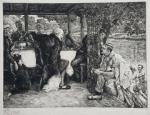 James TISSOT (1836-1902)
Le veau gras
Gravure signée 
44 x 62.5 cm...