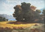 dans le goût de Ernst HAIDER (1890-1988)
Paysage aux blés devant...
