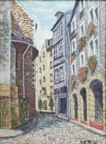 Christian LEMESLE (1932-2000)
Nantes, rue Sainte Croix
Huile sur panneau
31 x 23...