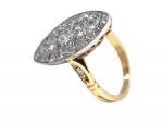 BAGUE marquise or jaune pavage diamants, poids 5g, TDD 48