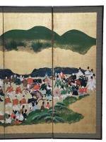 Japon, XIXe siècle
Important paravent à six feuilles peint en couleurs...