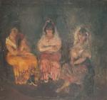 Florent MENET (1872-1942)
Les trois andalouses
Huile sur panneau
38.5 x 41.5 cm...