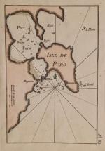 (Méditerranée) Carte de l'ISLE DE PORO. Vers 1730. Carte coloriée,...