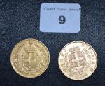 2 pièces or 20 lires 1863 et 1882
Vendu sur désignation,...