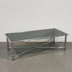ANNEES 1970
Table basse rectangulaire en métal chromé imitant le bambou,...