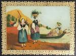 Paire d'estampes figurant des femmes à la barque vers 1830....