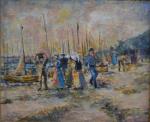 Serge SAUVAGE (XXème siècle)
L'époids (Vendée), débarquement du poisson.
Huile sur panneau...