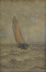 Maurice PROUST (1867-1944)
Voilier en mer
Huile sur papier signée en bas...
