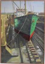 Jean Paul GUINEGAULT (1918-2009)
Saint Malo, cargo en cale sèche
Huile sur...