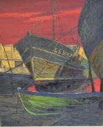 Jean Paul GUINEGAULT (1918-2009)
Les Sables d'Olonnes, bateaux en cale sèche
Huile...