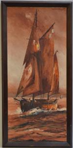 Marcel ABOUGIT (1886-?)
Le voilier en mer
Huile sur toile signée en...