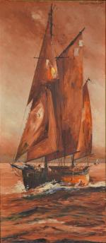 Marcel ABOUGIT (1886-?)
Le voilier en mer
Huile sur toile signée en...