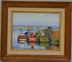 René HUCHET (1917-2001)
Le Croisic, bateaux à quai
Huile sur toile signée...