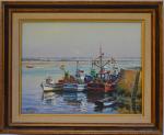 René HUCHET (1917-2001)
Le Croisic, bateaux à quai
Huile sur toile signée...