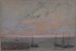 Alexis Louis DE BROCA (1868-1948)
Voiliers entrant au port
Dessin aquarellé signé...