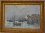 Maurice MOISSET (1860-1946)
Le Guilvinec, bateaux devant le port
Huile sur toile...