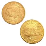2 pièces de 20 dollars Liberty en or, 1910 et...