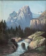 Pierre Henry BESSEDE (1846-1918)
Paysage de montagne à la cascade
Huile sur...