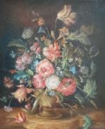 ECOLE FRANCAISE du XIXème
Bouquet de fleurs
Huile sur toile monogrammée en...