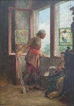 Juan Antonio GONZALEZ [espagnol] (1842-1914)
Homme à sa fenêtre, 1888. 
Huile...
