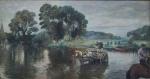 Charles MILCENDEAU (1872-1919)
La corvée d'eau, 1913. 
Huile sur toile signée...