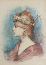 Paul Jean GERVAIS (1859-1944)
Portrait de dame, 1888. 
Aquarelle signée et...