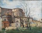Charles MANCIET (1874-1963)
Paysage animé le jardin derrière l'église
Huile sur toile...