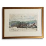Fernand HERBO (1905-1995)
Honfleur, voiliers au port, 1936. 
Aquarelle signée, située...