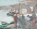 Henry Emile VOLLET (1861-1945)
Les pêcheurs aux filets
Gouache signée en bas...