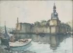Henri MILOCH (1898-1979)
Concarneau, la ville close, 1954. 
Aquarelle signée, située...