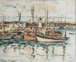André FRAYE (1889-1963)
Belle Ile, thoniers au port
Aquarelle signée en bas...