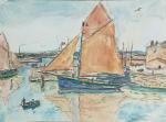 André FRAYE (1889-1963)
Les Sables d'Olonne, voiliers sortant du port
Aquarelle signée...