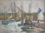 Robert LAROCHE (XIX-XXème)
Les thoniers rentrant au port
Aquarelle signée en bas...