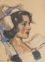 Charles BISSCHOPS [belge] (1894-1975)
Bretonne en coiffe
Aquarelle signée en bas à...