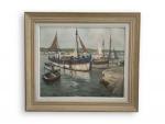 Henri MILOCH (1898-1979)
Bateaux de pêche amarrés
Huile sur toile signée en...