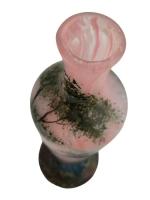 LEGRAS
Vase en verre à décor peint d'un paysage arboré sur...