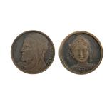 Deux MEDAILLES rondes en bronze, Exposition Coloniale Internationale de 1931,...