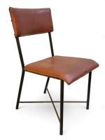 Jacques ADNET (1900-1984)
Paire de chaises en métal tubulaire laqué noir,...