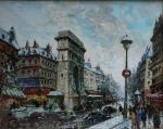 Merio AMEGLIO (1897-1970)
Paris, la porte Saint Denis, 1958. 
Huile sur...