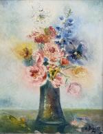 Emile BOYER (1877-1948)
Bouquet de fleurs 
Huile sur carton signée en...
