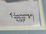 Gustave HERVIGO (1896-1993)
Abéché (Tchad), 1957. 
Gouache signée, située et datée...