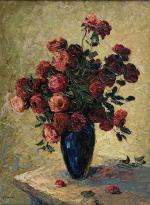 Pierre FOREST (1881-1971)
Bouquet de roses
Huile sur panneau signée en bas...