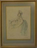Jean Alexandre CORABOEUF (1870-1947)
Madame Destouches d'après Ingres
Estampe signée en bas...