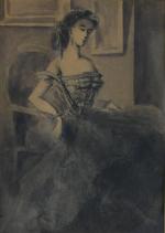 Constantin GUYS (1802-1892) attribué à.
Jeune femme assise sur un fauteuil
Lavis
25.5...