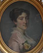 ECOLE FRANCAISE du XIXème
Portrait de dame à la rose
Pastel ovale...
