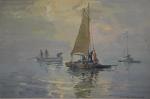 Georges LHERMITTE (1882-1967)
Canots dans la brume
Huile sur isorel signée en...