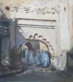 René PINARD (1883-1938)
Marrakech, mauresques dans les souk, 1931. 
Pastel signé,...