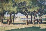 Gaston BALANDE (1880-1971)
Paysage aux vaches, circa 1950. 
Huile sur toile...
