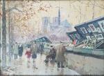 Edouard CORTES (1882-1969) 
Les bouquinistes sur les quais de Seine au...